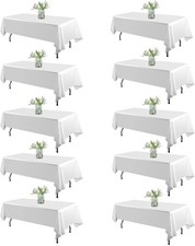 10 Pack White Table Cloth Rectangle Tablecloths 60x102 Inchpolyester Table Cloth