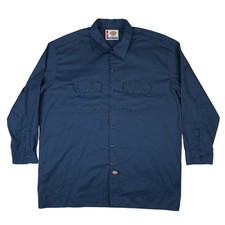Dickies Work Shirt Men 2XL Oversized Blue Long Sleeve Button Down Twill Workwear