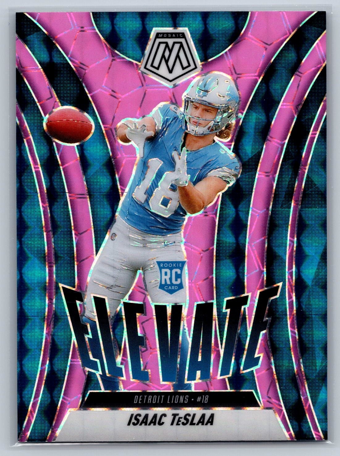 2025 Panini Mosaic #8 Isaac TeSlaa Elevate Mosaic Pink Fluorescent