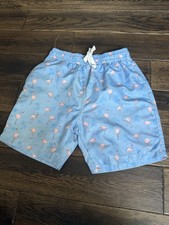 Boys Flamingo Swim Trunks Blue Pink Lined Shorts Size 10