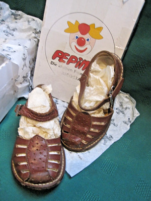 Vtg little Girls Ricosta PEPINO Sandal Doll Shoes Leather Euro Sz21 mittel brown