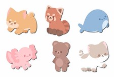 Kawaii Sticky Notes - 6 Pack Cute Animal Shaped Self-Stick Memo Small, Red