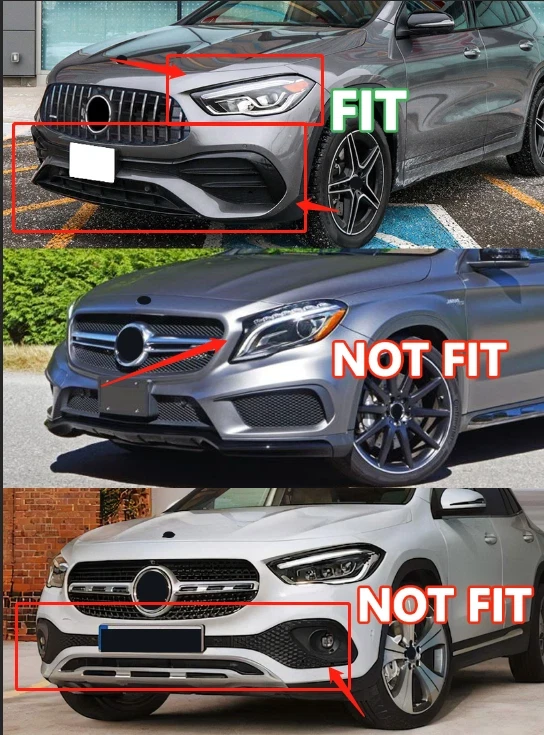 Chrome+Black Fits Mercedes Benz H247 GLA200 GLA250 2020-2023 Front Bumper Grille - Image 3 of 4