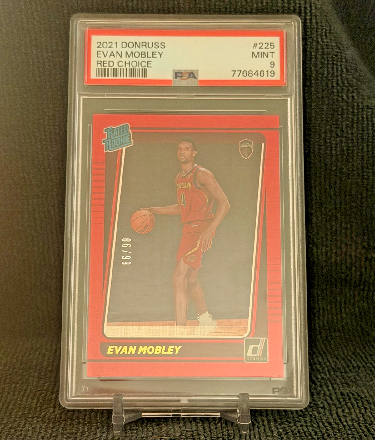 2021-22 Panini Donruss Evan Mobley #225 Rated Rookie Red Choice /99 RC PSA 9
