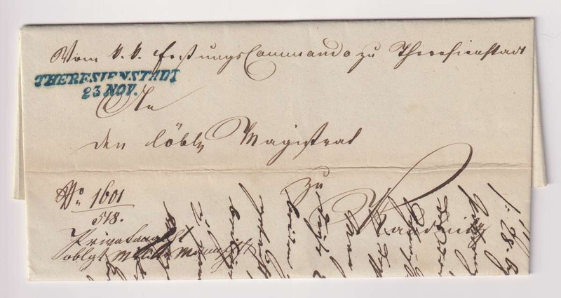 E5998: 1847 Theresienstadt Stampless Cover, Letter, Ghetto