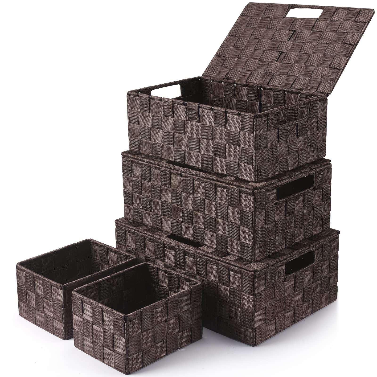 Storage Bins with Lids for Shelves and Home Organization-image