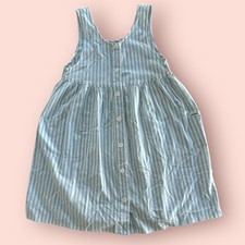 Vtg Guess 80s Cotton Sun Dress Striped Chambray Girls 10 Summer Lightweight Blue
