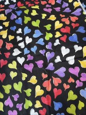 BOUFFANT STYLE SURGICAL Scrub Hat Cap New Bright Colorful Hearts On Black