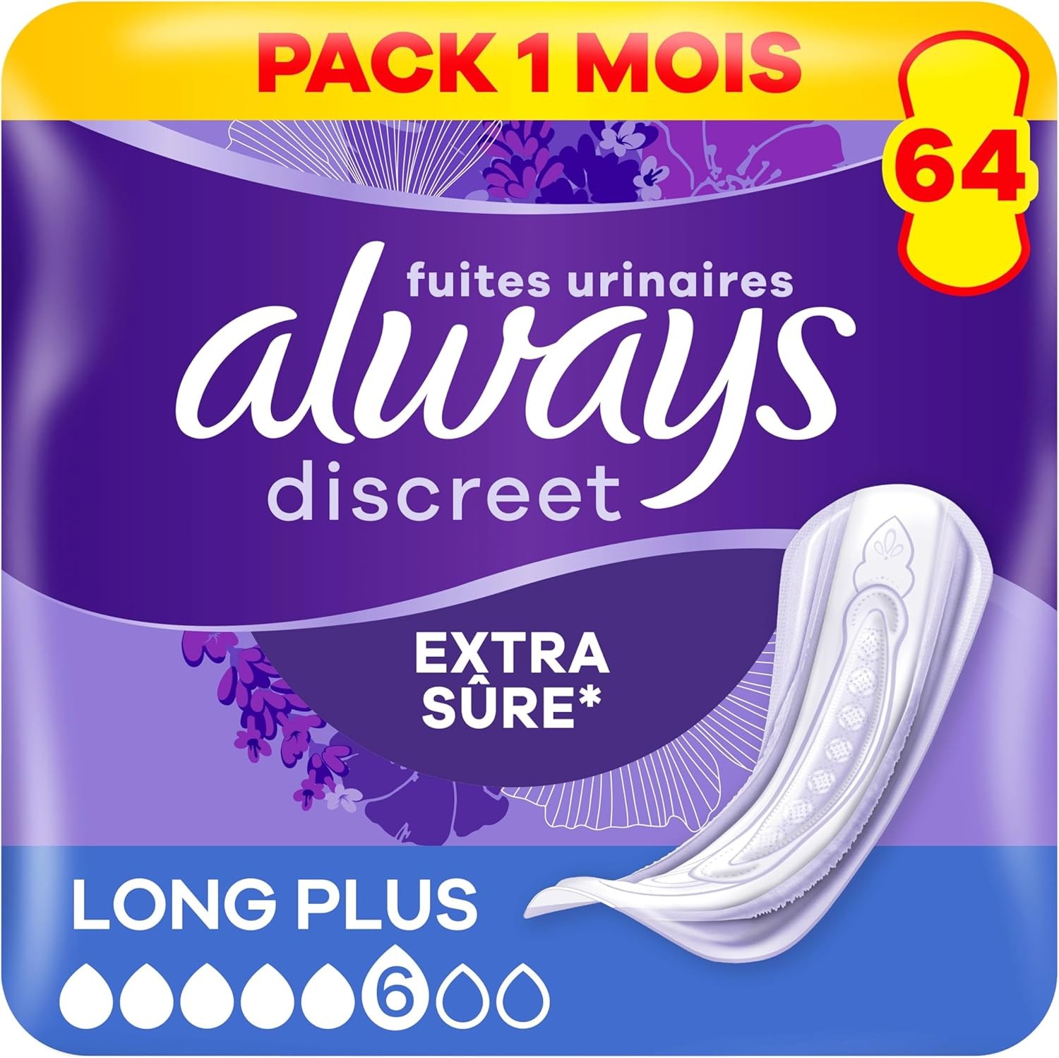 Serviettes fuites urinaires Always Discreet Long Plus Taille 5 pour femme x64