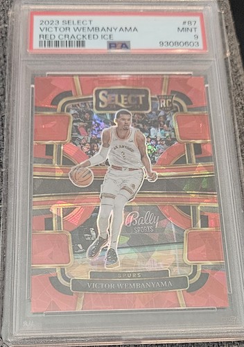 2023-24 Panini Select - Victor Wembanyama #87 Red Cracked Ice Prizm (RC) PSA9