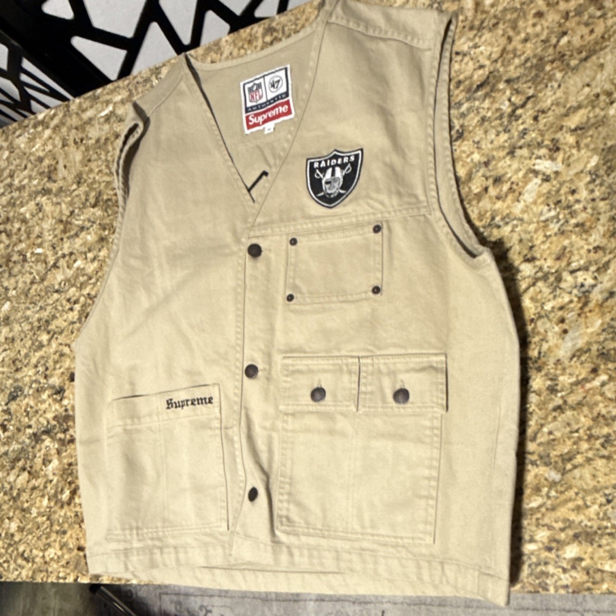 Supreme x '47 Oakland Raiders NFL Khaki Denim Vest M | eBay