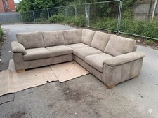 Large Cream/Beige Corduroy Corner Sofa – Spacious & Comfortable L-Shape