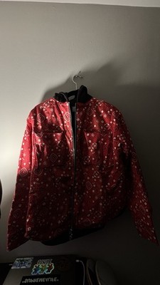 Rhude Red Paisley Zip Hooded Jacket Men s Mid-Length Casual Outdoor
