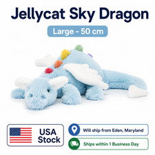Jellycat Sky Dragon Plush   RETIRED RARE 50cm - NEW WITH TAGS, HALLOWEEN Gifts.