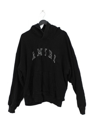 Amiri Herren Hoodie L schwarz Grafik Baumwolle mit Lederpullover