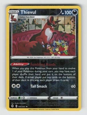 Thievul 105/203 Evolving Skies Pokemon Reverse Holo LP
