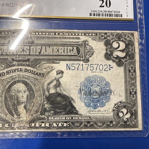 1899 $2 Mini Porthole Silver Certificate - Fr. 257 - PCGS VF20 Details - Picture 7 of 11