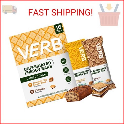 Verb Caffeinated Energy Bars Variety Pack - 2 Delicious Flavors (26g, Pack of 16