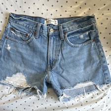 Abercrombie  Fitch Boyfriend Mid Rise Distressed Denim Shorts Blue Women Size  