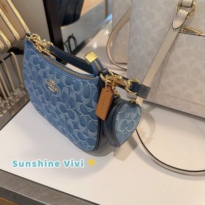 NWT Bundle Coach Heart Bag Charm Signature Denim CDF55 & CDQ56