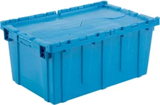 Distribution Container with Hinged Lid, 27-3/16X16-5/8X12-1/2, Blue