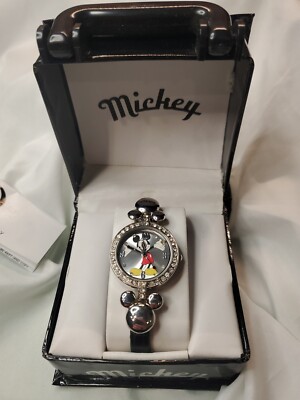 Disney\'s Mickey Mouse Silver/Rhinestone Women\'s Watch Vintage DISNEY Mickey Mouse White W Silver and Rhinestones  main image 4