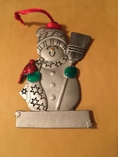 Snowman Christmas Tree Ornament Personalized Holiday Gift New -  pewter look