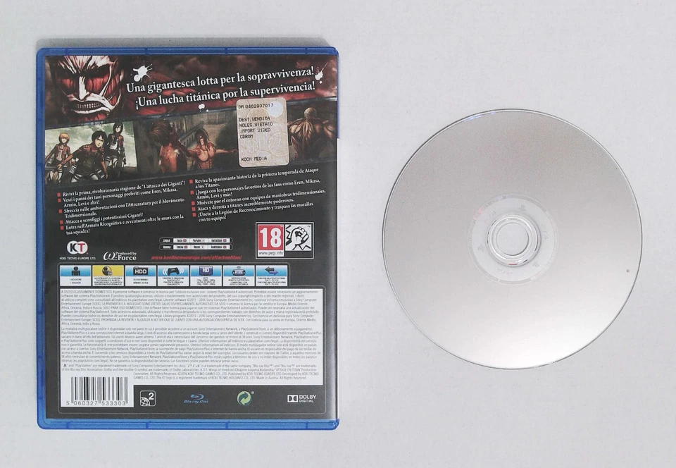 PS4 : A.O.T. WINGS OF FREEDOM - Completo ! Attack on Titans ! PLAYSTATION 4 PS5, foto 2 di 2