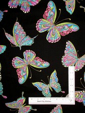 Butterfly Fabric Aflutter Gold Accents Alluring Butterflies Cotton Benartex Yard