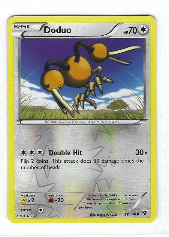 Pokemon --- DODUO --- XY Base Set! REVERSE HOLO! NM/Mint! 98/146