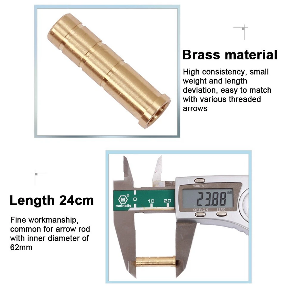 Inserção de latão 100 grãos flecha arco e flecha 24 pacotes para flechas de carbono 0,244/6,2 mm EUA - Imagem 3 de 4