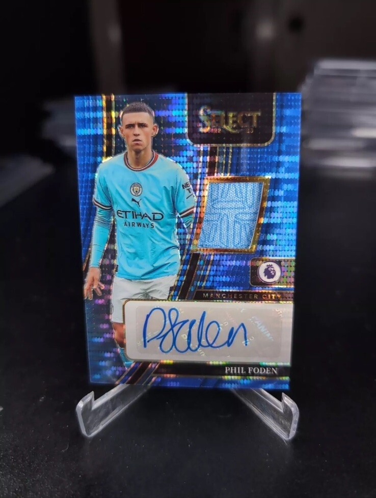 Phil Foden 2022/23 Select PL Blue Pulsar Patch Auto Rare