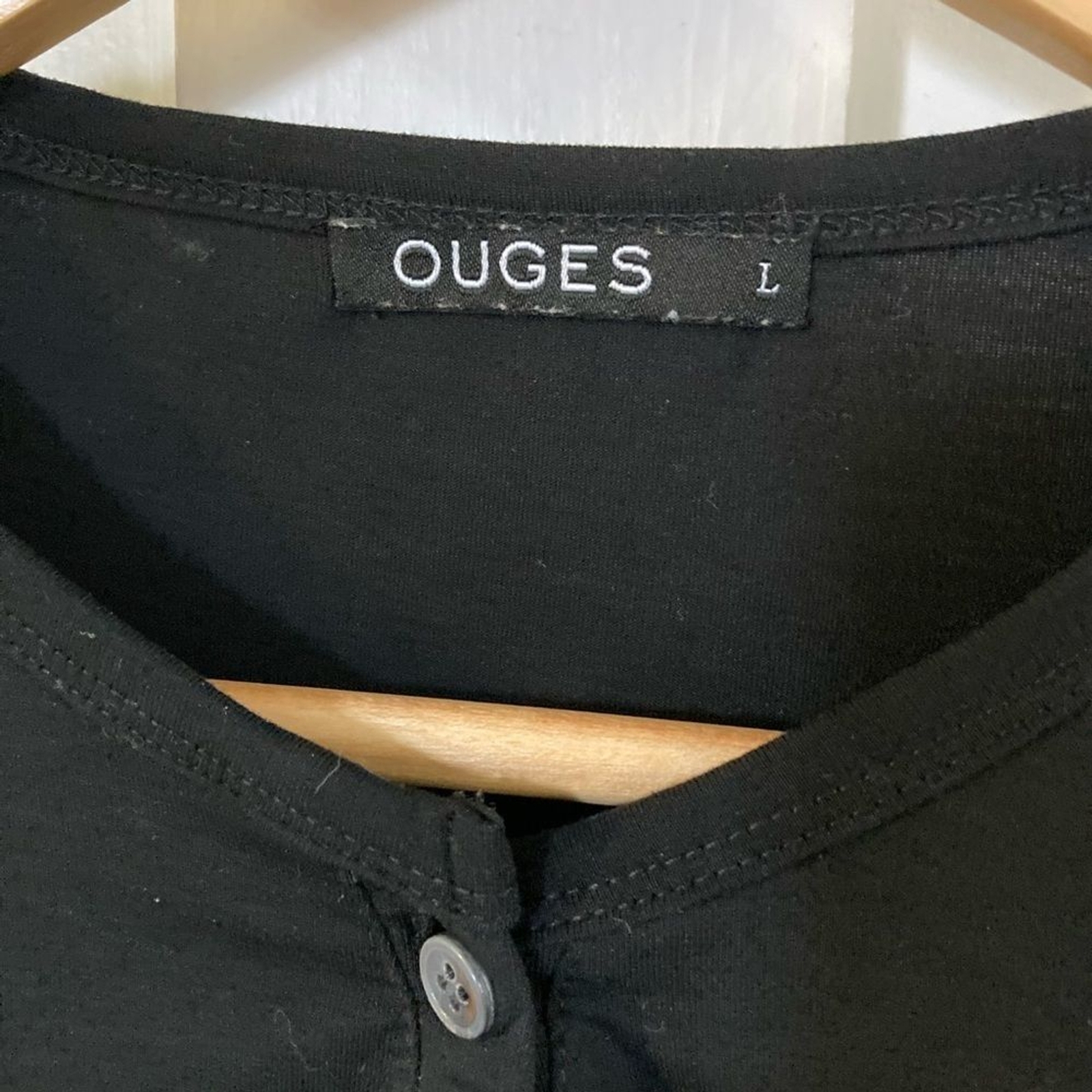 Ouges black quarter button up long sleeve popover… - image 2