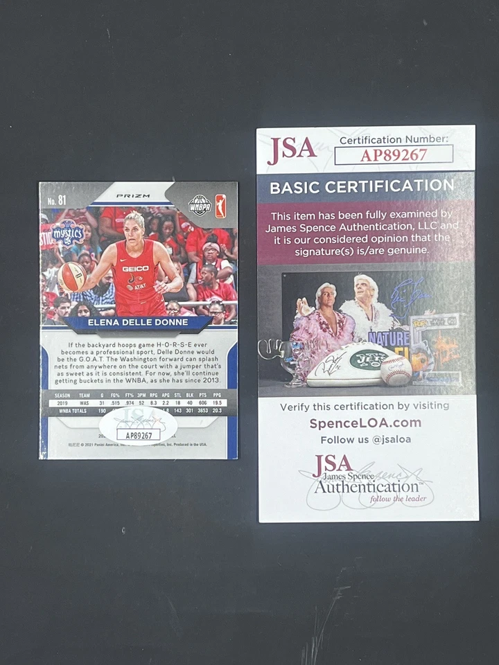 Elena Delle Donne Signed 2020-21 Panini Prizm Silver JSA IP Auto Mystics - Image 2 of 2