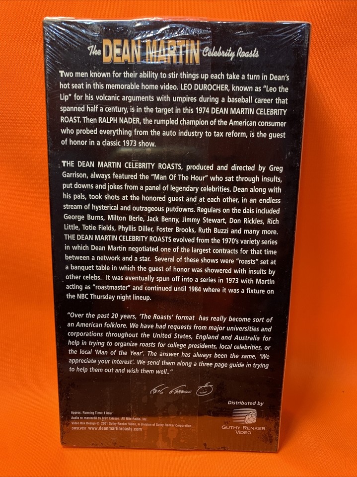 The Dean Martin Celebrity Roasts Leo Durocher & Ralph Nader VHS eBay