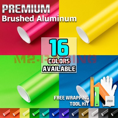 12 Colors Brushed Aluminum Metal Steel Vinyl Wrap Sticker Film Bubble ...