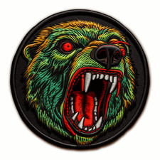 Grizzly Bear Patch Iron-on Applique Halloween Badge Mutated Zombie Zoo Animal