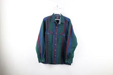 Vintage 70s Streetwear Mens Medium Distressed Knit Striped Collared Button Shirt