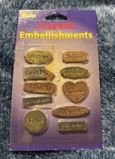 Darice Charming Embellishments Encouragement Metal Worded Shapes