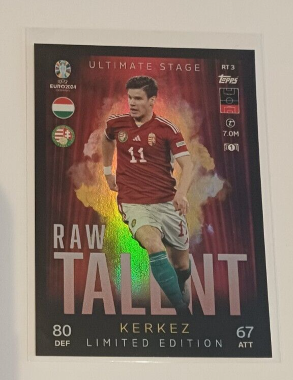 LIMITED EDITION RAW TALENT KERKEZ Hungary TOPPS MATCH ATTAX UEFA EURO 2024 Card