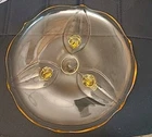 Vintage Cake Plate Amber Honey Glass Footed 10” Round Serving Desert Wedding
