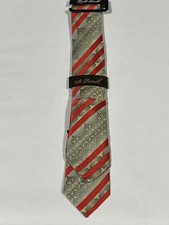 Mens St Patrick Beige Red Stripe Pattern Tie With Matching Pocket Square NEW