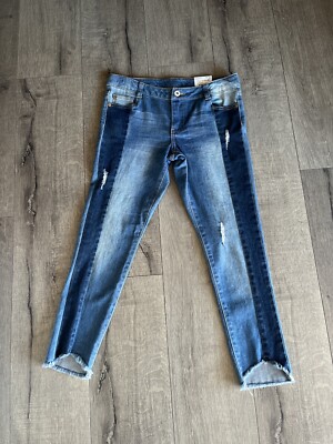 Girls Arizona Two Tone Blue Distressed Stretch Denim Jeans Size 14 plus  JCPENNEY