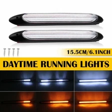 2pcs DRL Headlight Strip LED Light Daytime Running Sequential Turn Signal Lamp