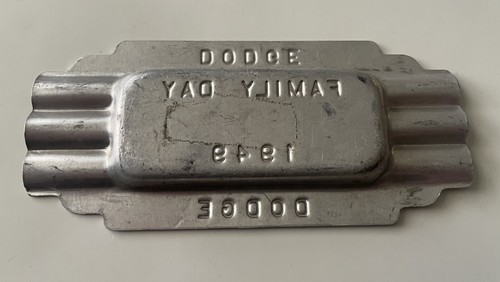 1949 DODGE Factory FAMILY DAY 5 x 2-1/4'' Stamped Aluminum Ashtray RARE CHRYSLER - Picture 3 of 3