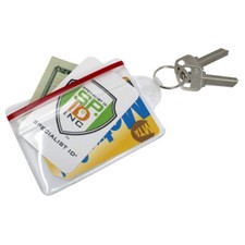 Soft Vinyl ID Badge / Fuel Card Holder with Key Ring  Water Resistant Zip Seal