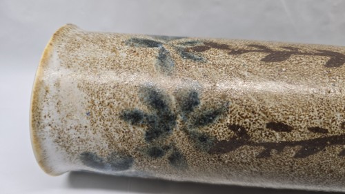 Andersen Design Studio pottery Vase Cylindrical Blue Flowers Tall 15.75 Inches - Picture 6 of 24