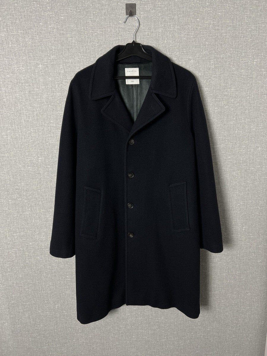 Sandro Paris Wool Blend Oversized Town Coat Single Breasted Men's