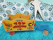 Vintage 1940s Fisher Price 171 Wooden Pull Toy Wagon -Incomplete