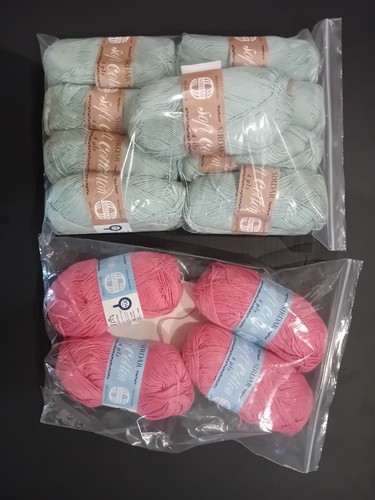650gm Sirdar SOFT COTTON 100% 4ply SEA GREEN & RICH PINK vintage baby - Picture 4 of 5